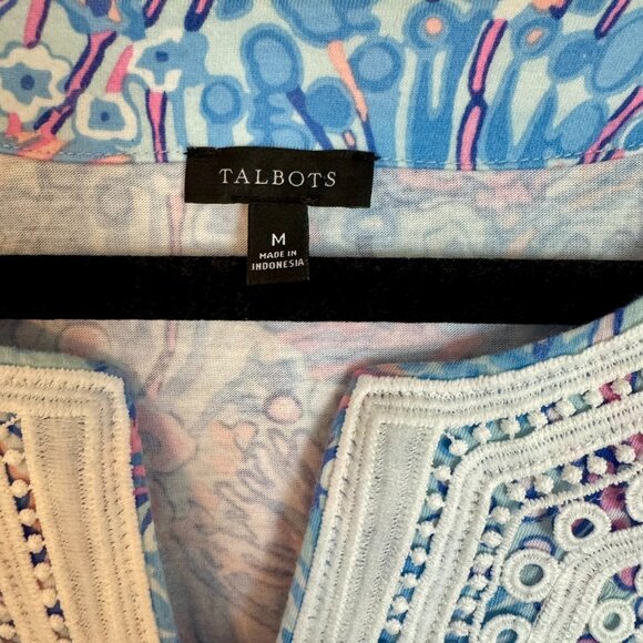 Talbots Lace Trim Tunic Flowing Floral M - Picture 2 of 3